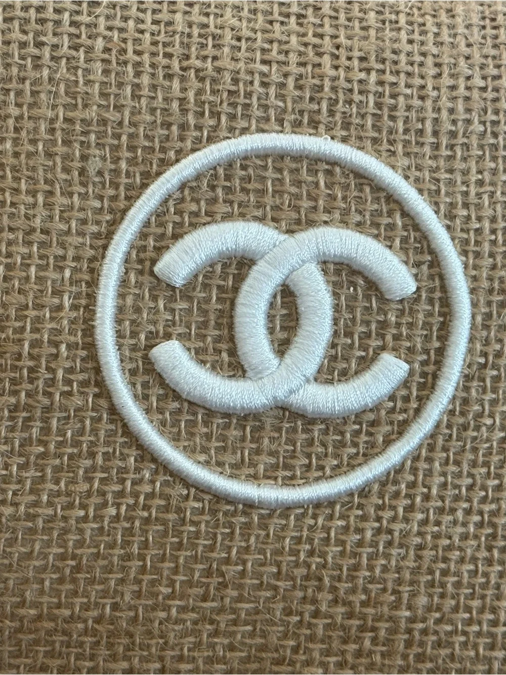 CHANEL Beige and White Canvas Cosmetic Pouch with CC Logo and detachable CC